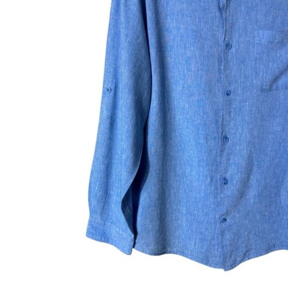Magaschoni Man Linen Button Down Shirt Size XL Beachy Coastal Lagom Quiet Luxury - Picture 4 of 10